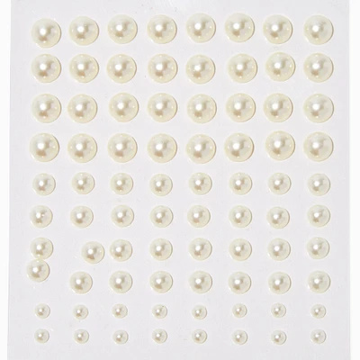 White Pearl Hair Gems - 80 Pack