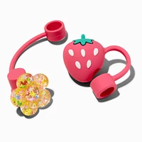 Strawberry & Yellow Flower Straw Covers - 2 Pack