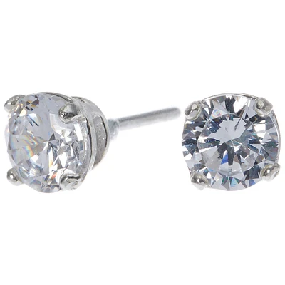 C LUXE by Claire's Sterling Silver Cubic Zirconia 6mm Round Stud Earrings