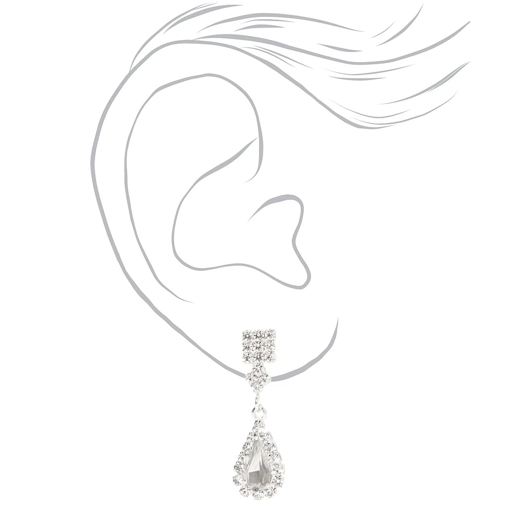 Silver Cubic Zirconia Teardrop Jewelry Set - 3 Pack
