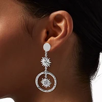 Silver-tone Celestial Sun Drop Earrings