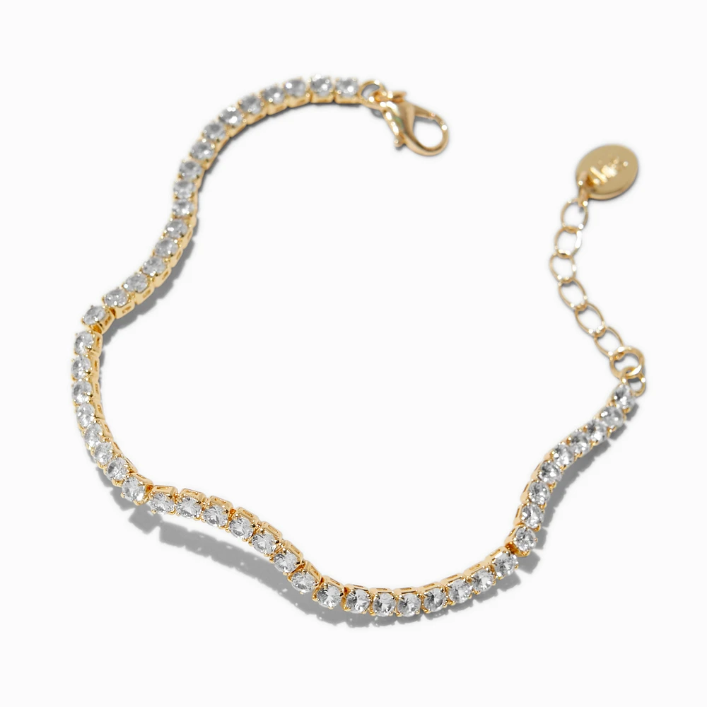 Gold-tone Cubic Zirconia Wiggle Tennis Bracelet