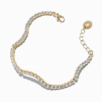 Gold-tone Cubic Zirconia Wiggle Tennis Bracelet
