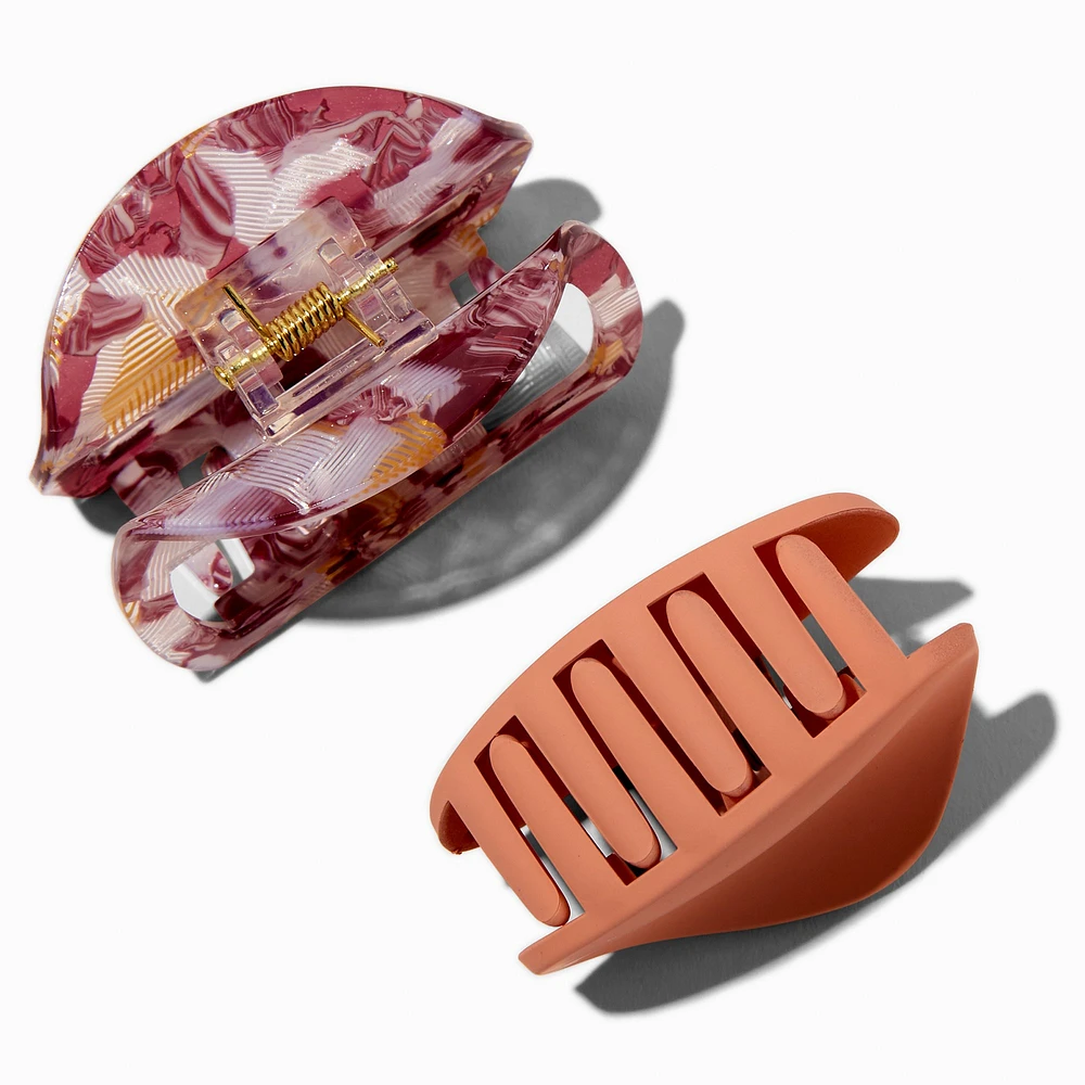 Tortoiseshell Mauve Hair Claws - 2 Pack 