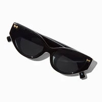 Gold Bow Studded Black Retro Sunglasses