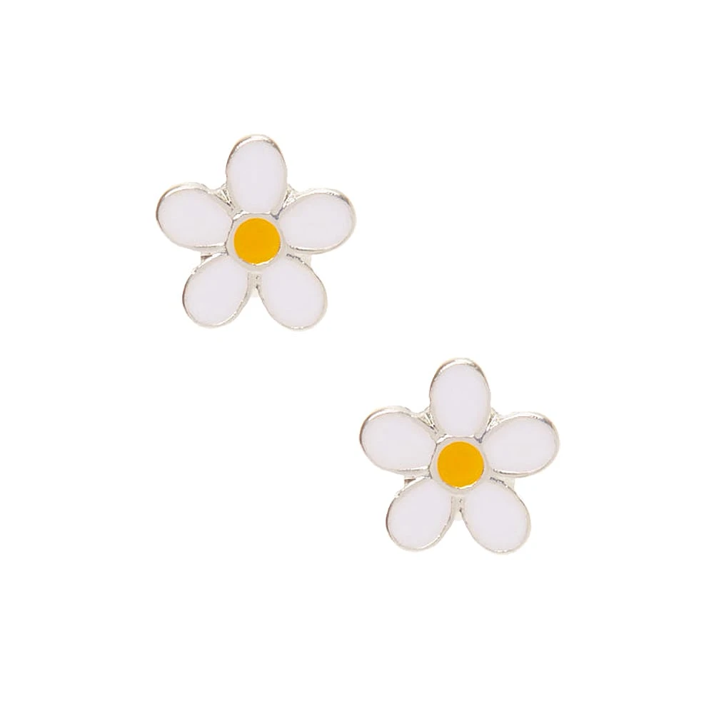 White Daisy Stud Earrings