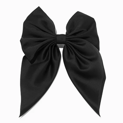 Black Satin Hair Bow Clip