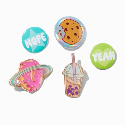 Coffee Shop Round Button & Pin Set - 5 Pack