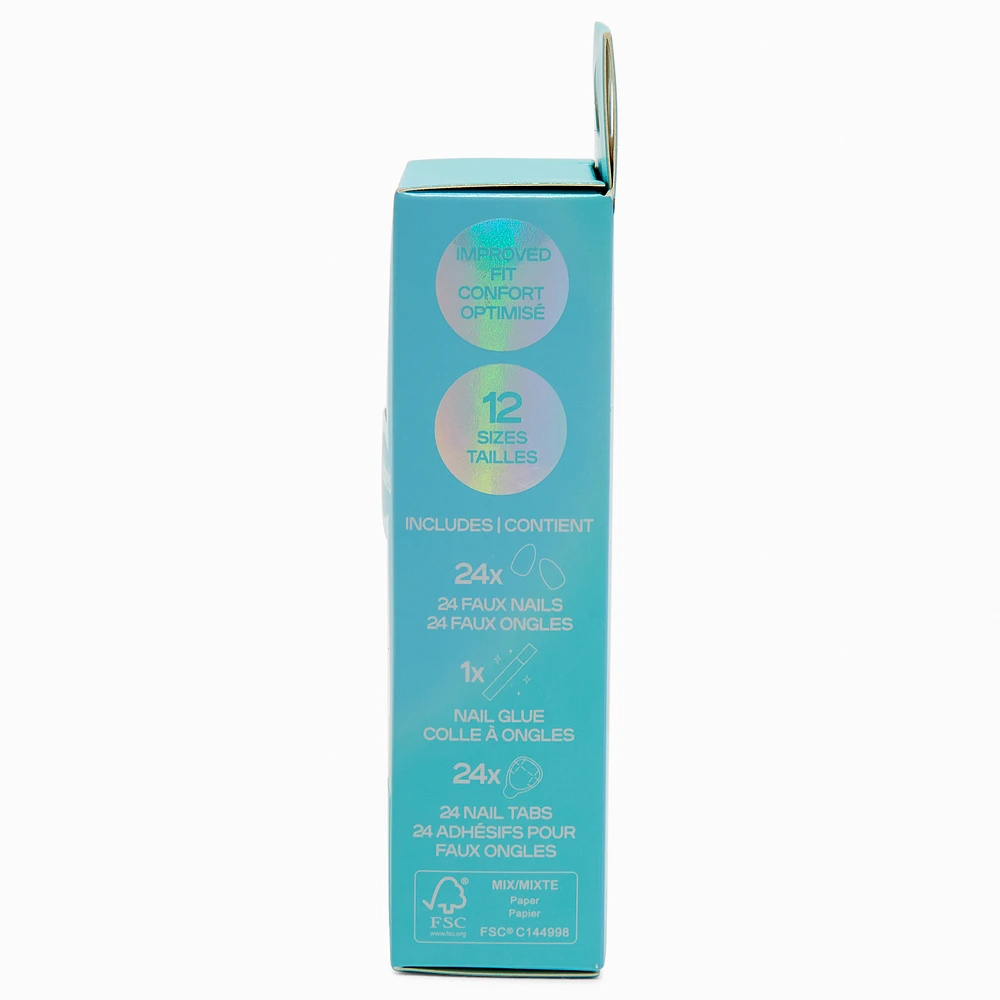 Chrome Gem Stiletto Vegan Faux Nail Set - 24 Pack