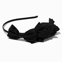 Black Skinny Silky Bow Headband 