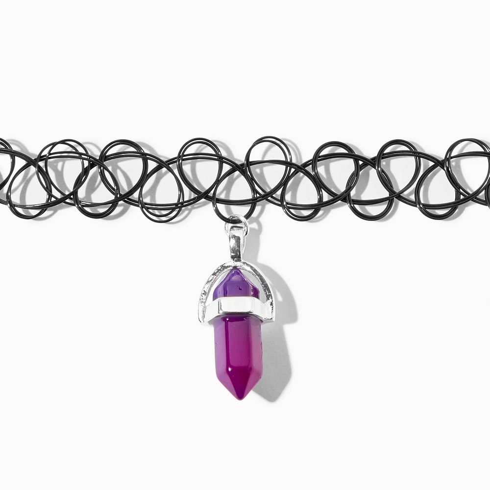 Color-Changing Mystical Gem Pendant Black Tattoo Choker Necklace