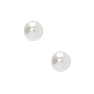 C LUXE by Claire's Sterling Silver 4mm Glass Pearl Stud Earrings