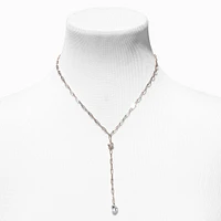 Gold Paperclip Cubic Zirconia Y-Neck Necklace