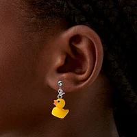 Yellow Rubber Ducky Drop Clip-On Earrings