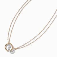 Mixed Metal Interlocking Circles Multi-Strand Necklace 