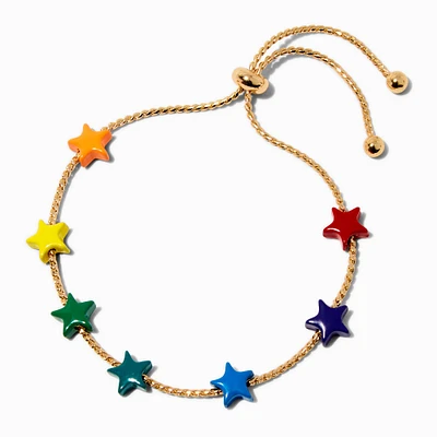 Gold-tone Rainbow Star Bolo Bracelet