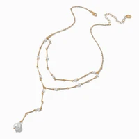 Gold-tone Pearl Y-Neck Multi-Strand Necklace