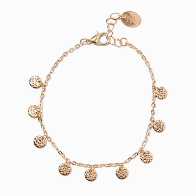Gold-tone Textured Coin Chain Bracelet