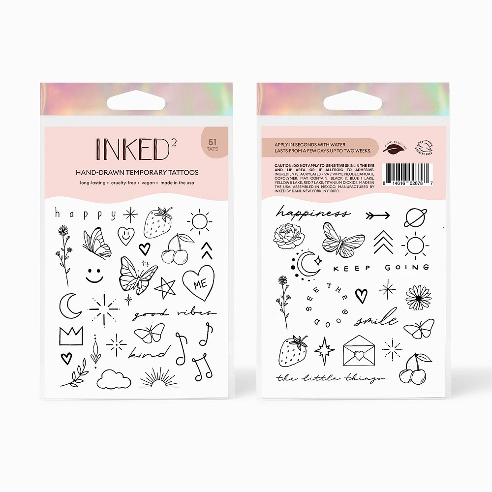 INKED2 Happiest Pack Temporary Tattoos