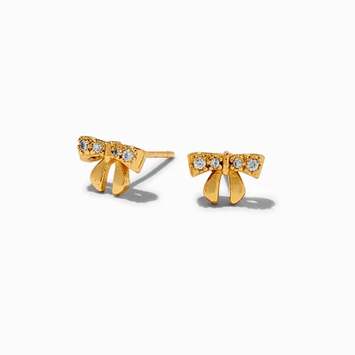 C LUXE by Claire's 18k Yellow Gold Plated Cubic Zirconia Bow Stud Earrings