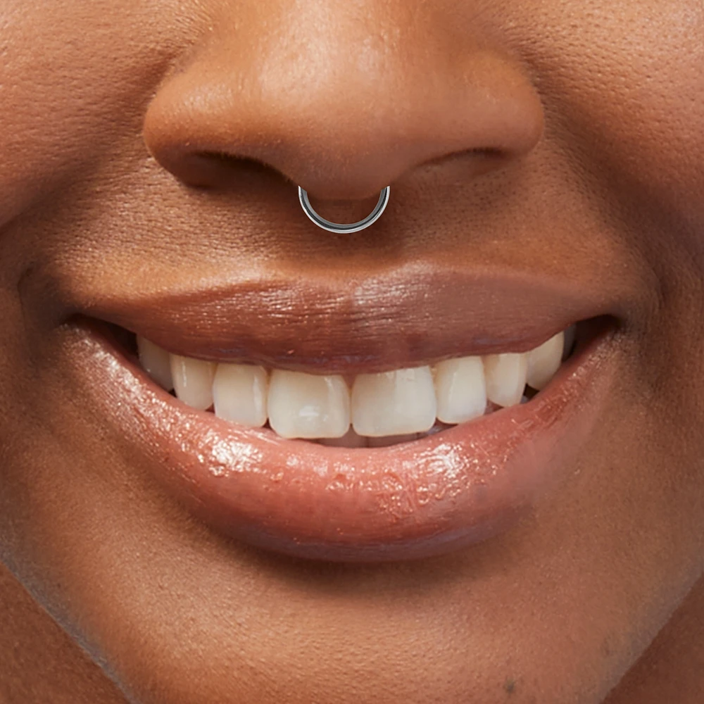 16G Silver-tone Stainless Steel Cubic Zirconia Horseshoe Septum Nose Ring 