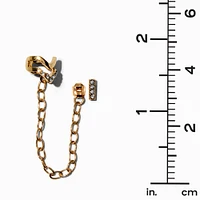 Gold-tone Crystal Bar Connector Cuff Earring Stackables - 5 Pack