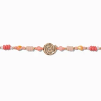 Coral Beaded Gold-tone Swirl Choker Necklace