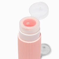 Pink Ribbed Reusable Travel Bottle