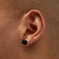 Black Cubic Zirconia 7mm Round Stud Earrings