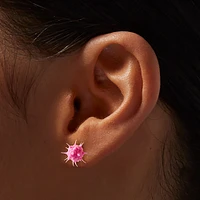 Hot Pink Rave Spike Burst Stud Earrings 