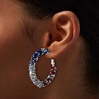 Red, White, & Blue Crystal Hoop Earrings