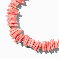 Coral Stacked Shell Stretch Bracelet