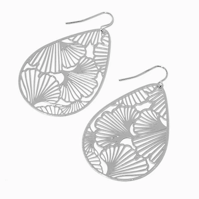 Silver-tone Filigree Teardrop Drop Earrings