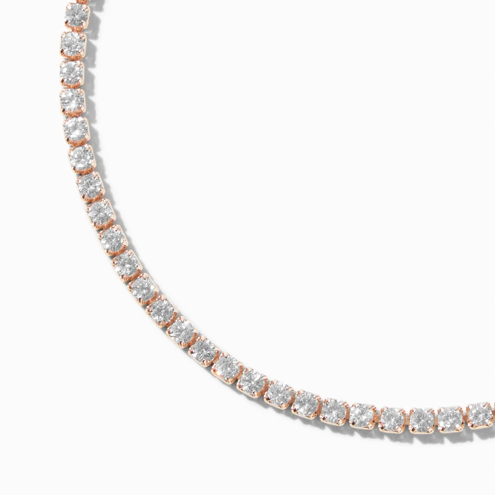 Rose Gold-tone Cubic Zirconia Tiny Tennis Bracelet