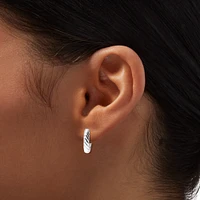 Silver-tone Rope 15mm Huggie Hoop Earrings