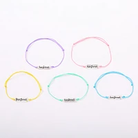 Best Friends Pastel Plaque Adjustable Friendship Bracelets - 5 Pack