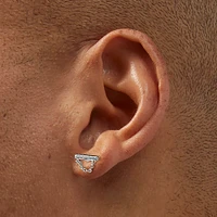 Silver-tone Bar Chain Stud Earrings 