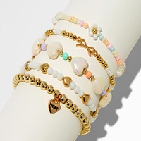 T H E M E x Claire's Gold-tone Heart Stretch Bracelets- 5 Pack