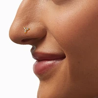 20G Gold-tone Titanium Cubic Zirconia Geometric Nose Studs - 3 Pack 