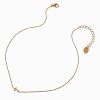 Gold-tone Mini Sideways Cross Pendant Necklace