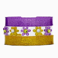 Claire's Club Purple Flower Bangle Bracelets - 3 Pack