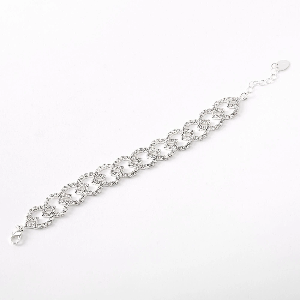 Silver Rhinestone Lemon Chain Bracelet