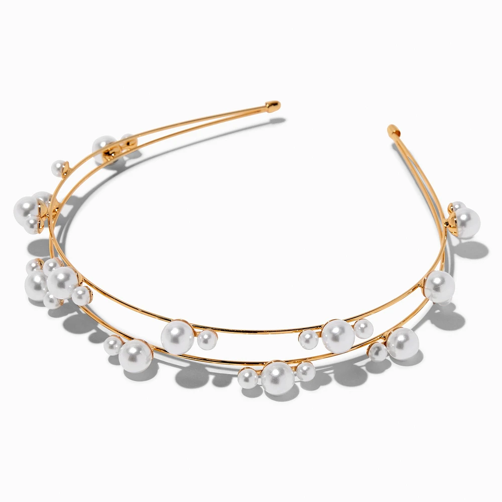 Gold Double Row Pearl Headband