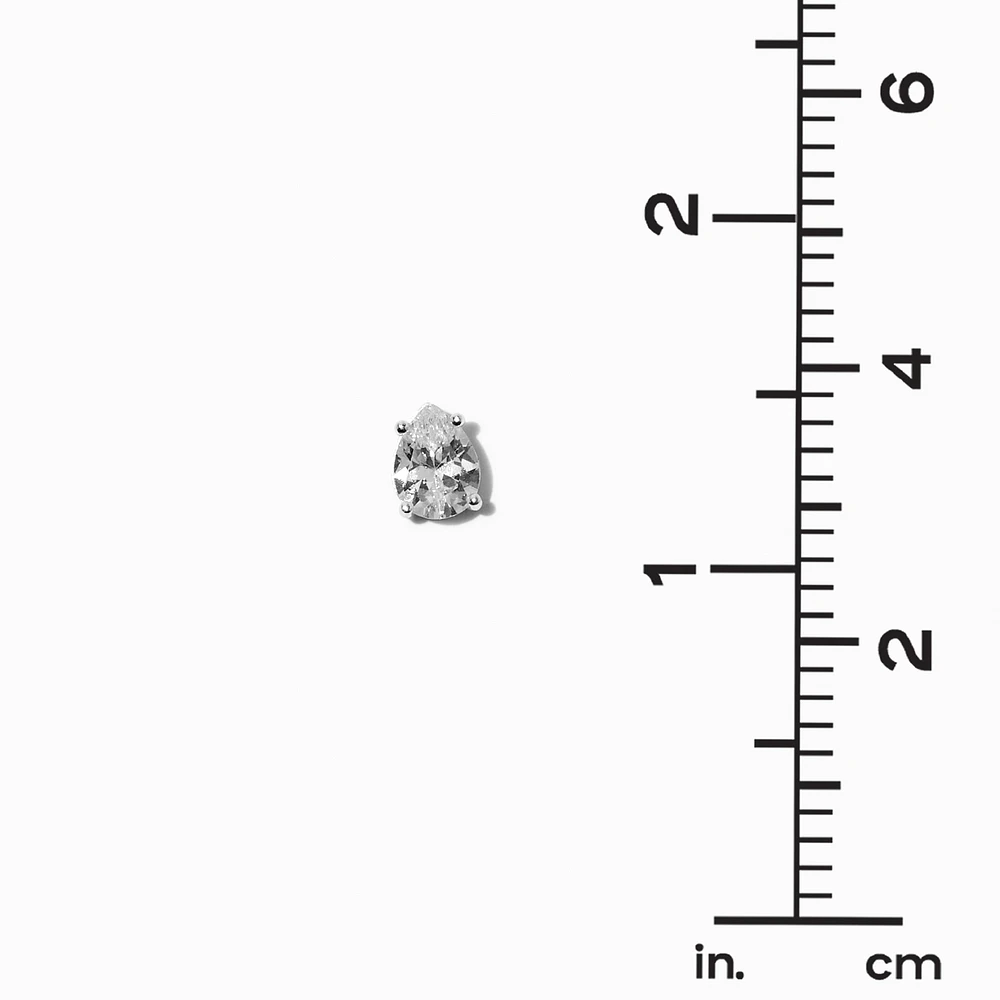 C LUXE by Claire's Sterling Silver Cubic Zirconia 8mm Pear Stud Earrings