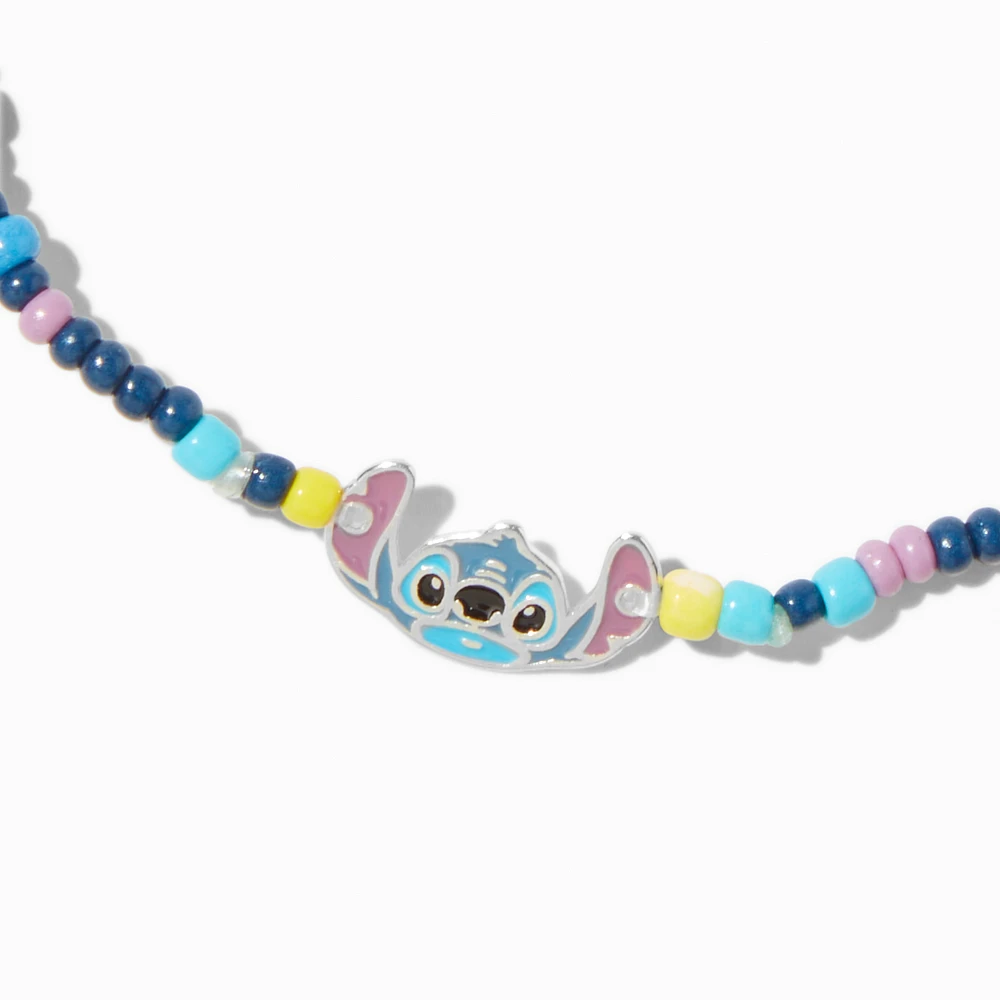 Disney Stitch Sterling Silver Beaded Stretch Bracelet 