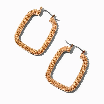 Gold-tone Mesh Square 40mm Hoop Earrings