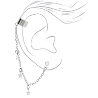 Silver-tone Crystal Star Ear Connector Earrings