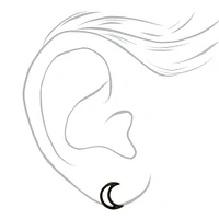 Black Open Moon Stud Earrings