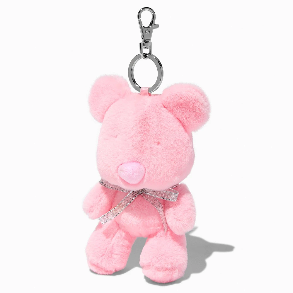 Pink Teddy Bear Plush Keychain