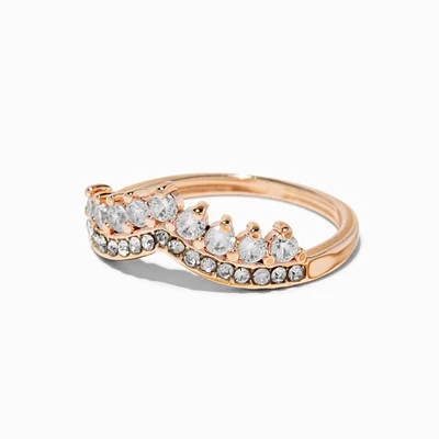 Rose Gold-tone Cubic Zirconia Tiara Ring